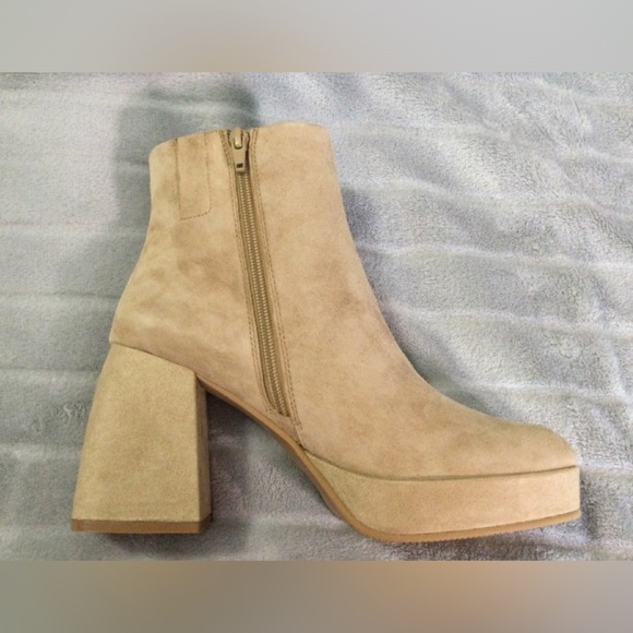 Lisa Vicky Niftyx Camel Kid Suede Block Heeled Ankle Platform Boots Size 9M - Picture 9 of 12